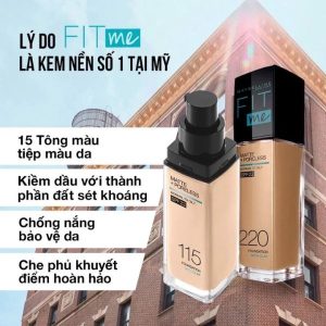 Kem Nền Kiềm Dầu Maybelline Fit Me Matte Poreless Foundation 30m