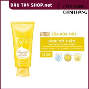 Sữa Rửa Mặt Sáng Da, Mờ Thâm Senka Perfect Whip VitC Poreless Glow 120g (Vàng)