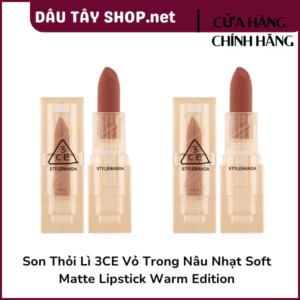 Son Thỏi Lì 3CE Vỏ Trong Nâu Nhạt Soft Matte Lipstick Warm Edition